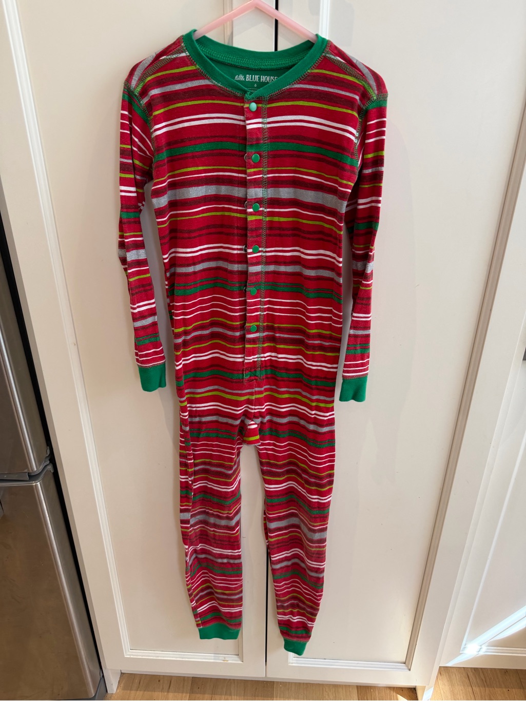 Little Blue House 6 Striped Red & Green Holiday One-Piece Pajamas